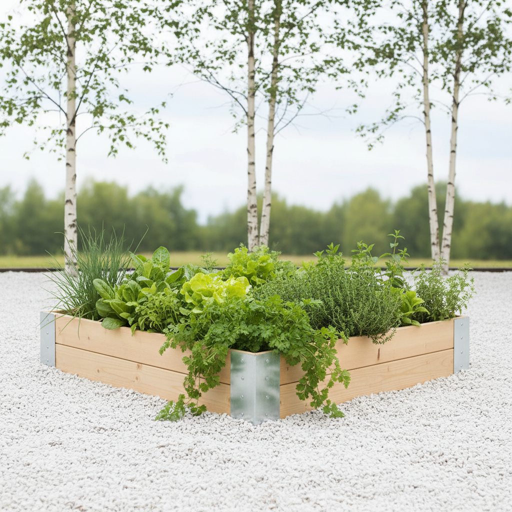 Minimoestuin in Scandinavische setting