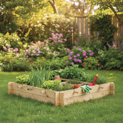 Minimoestuin in tuin