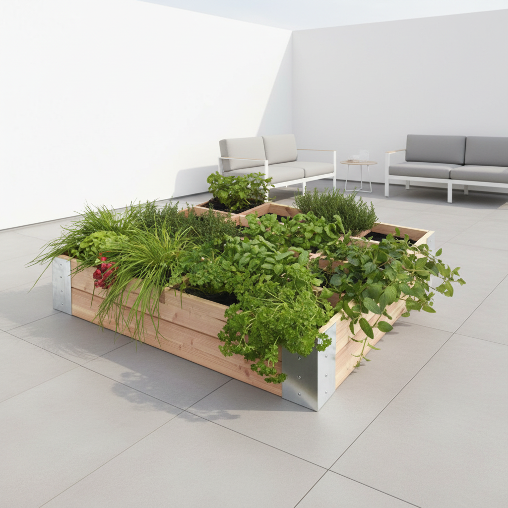 Minimoestuin op modern terras