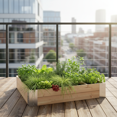 Minimoestuin op urban balkon