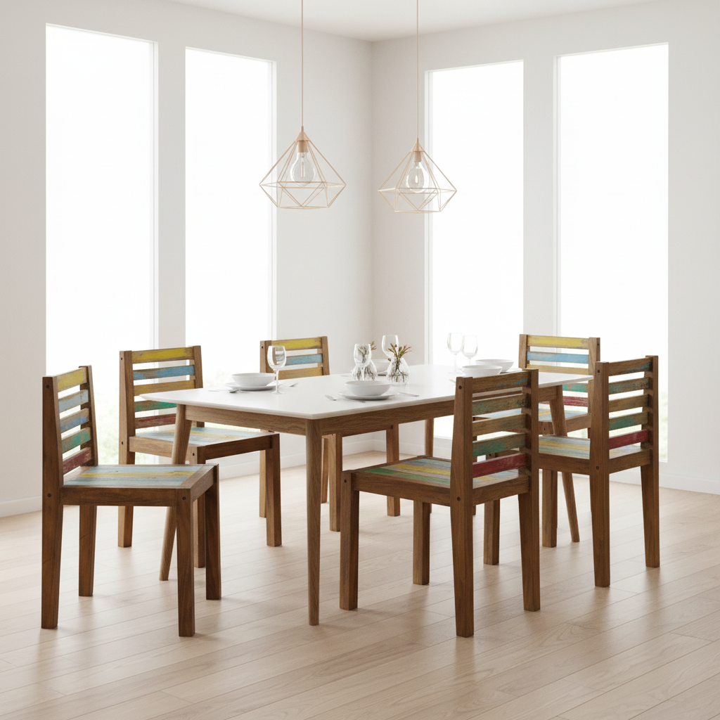 Moderne setting 6 stoelen