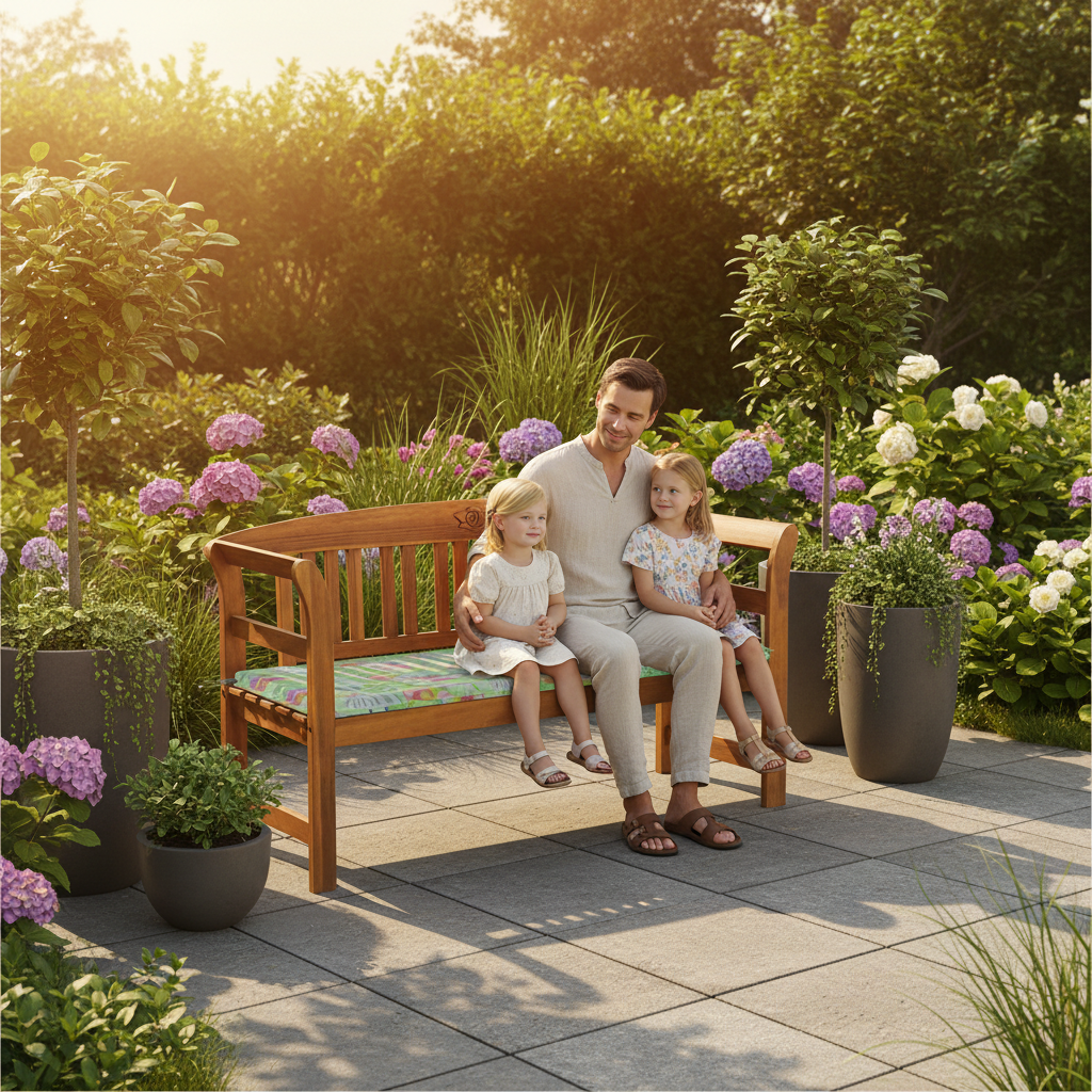 Moderne stadstuin met kinderen