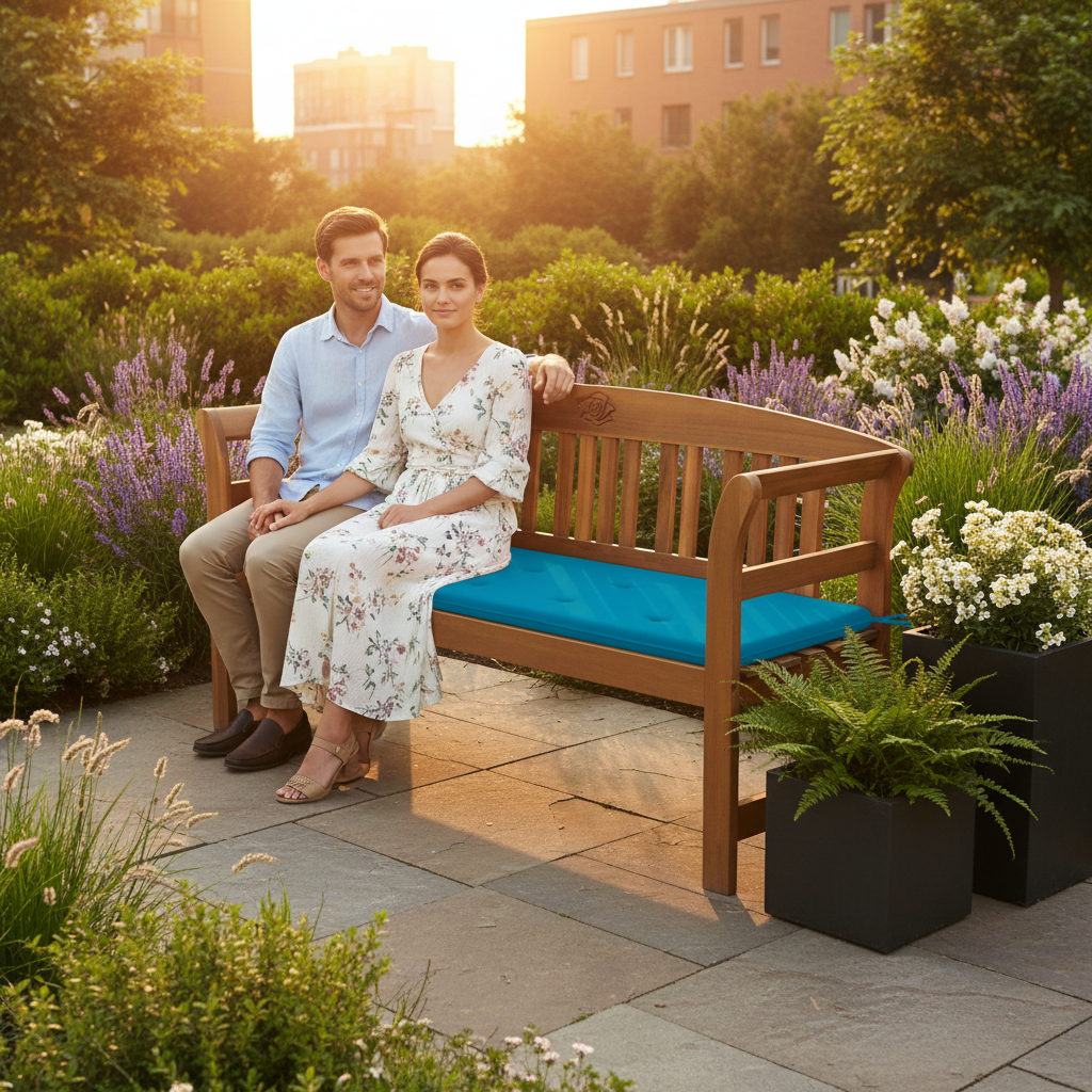 Moderne stadstuin met mensen