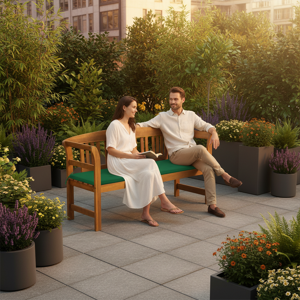 Moderne stadstuin met mensen