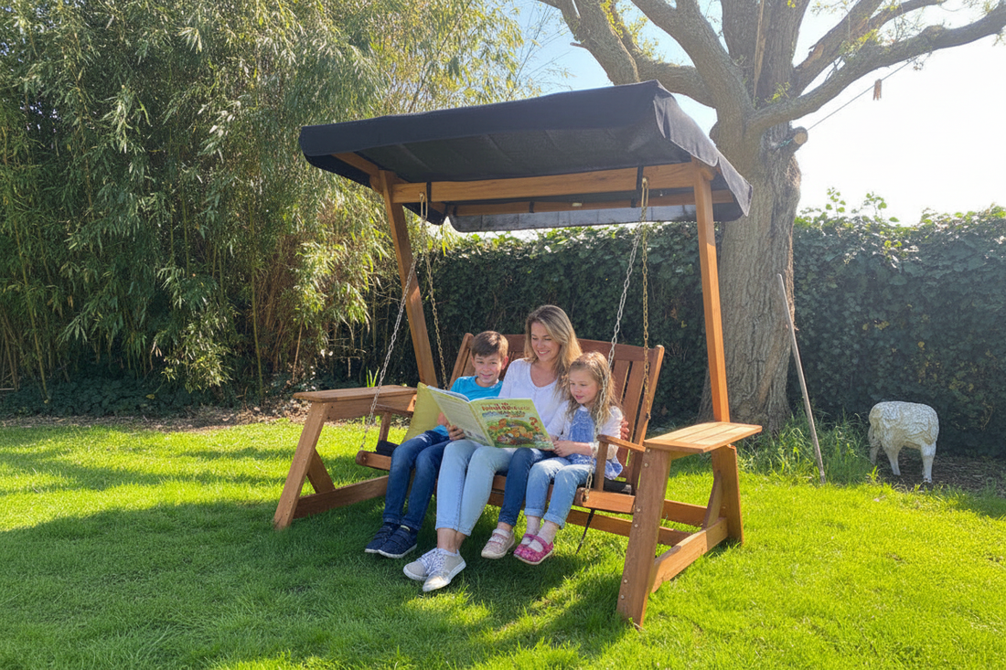 Moeder met kinderen leest