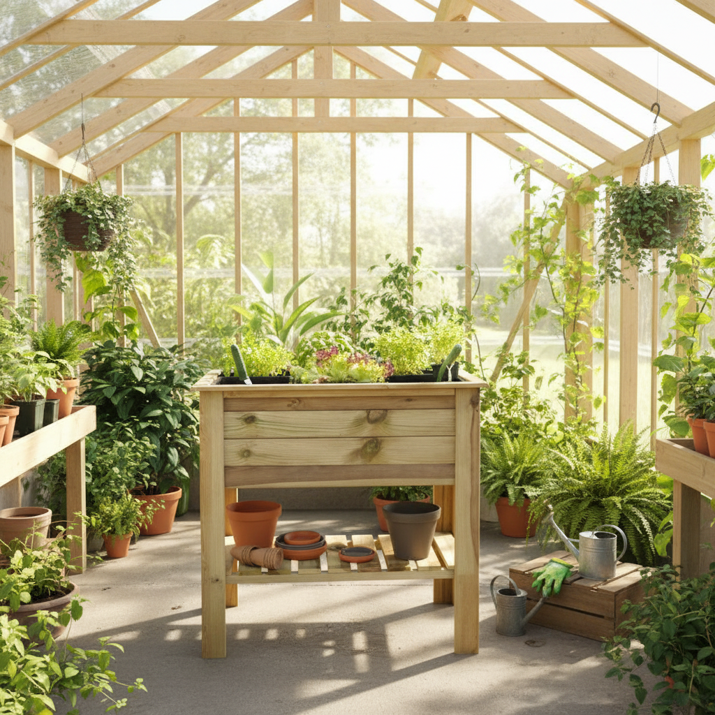 Moestuintafel in serre