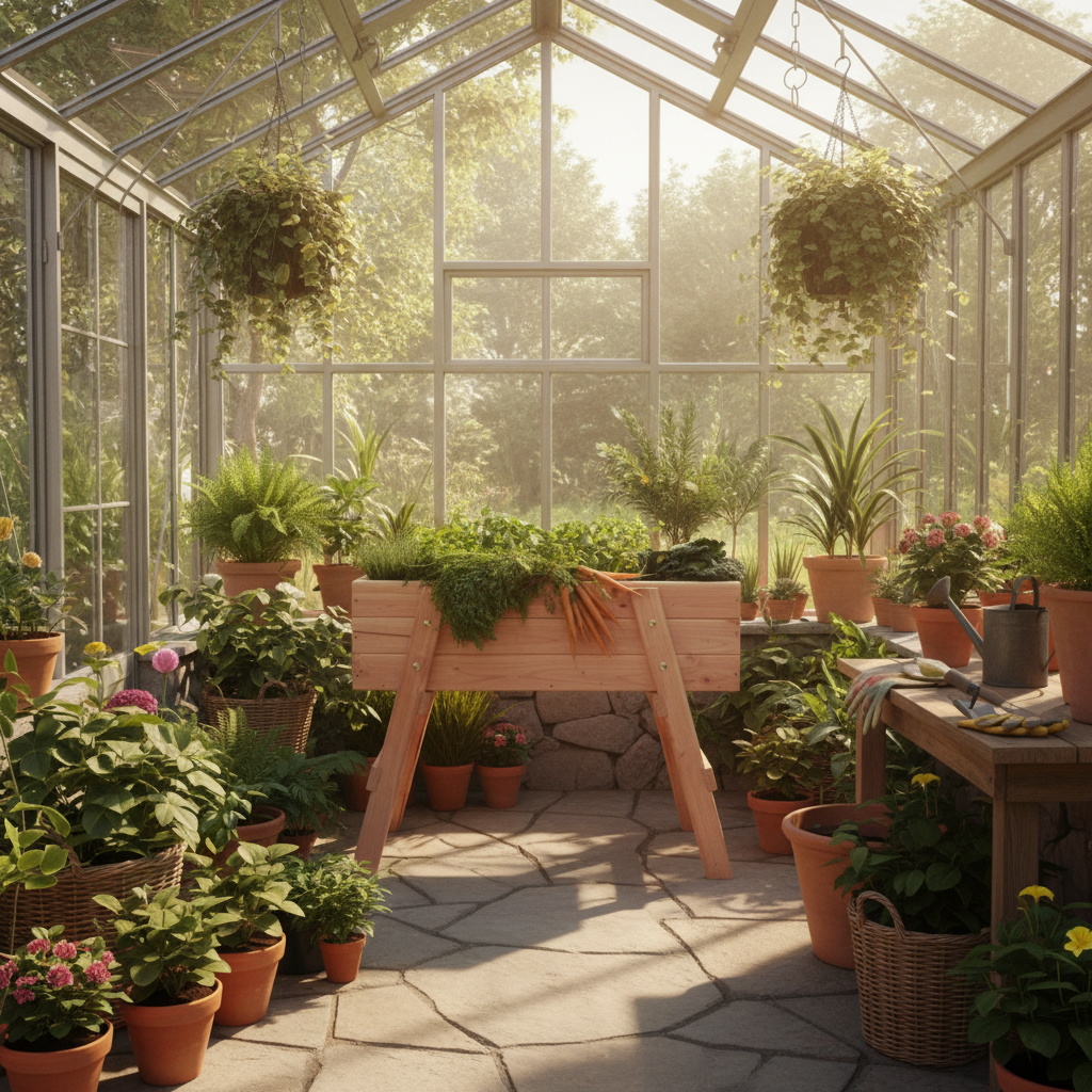 Moestuintafel in serre