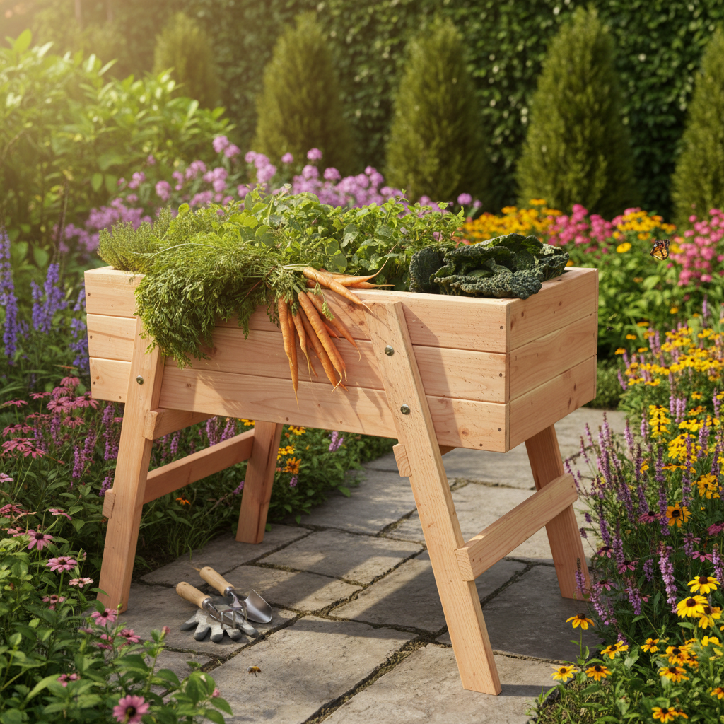 Moestuintafel in tuin