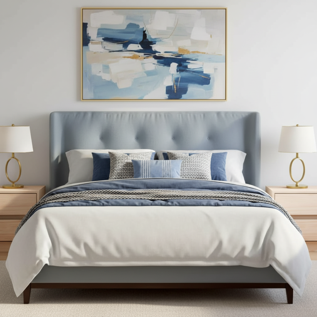 Mooi bed tussen nachtkastjes