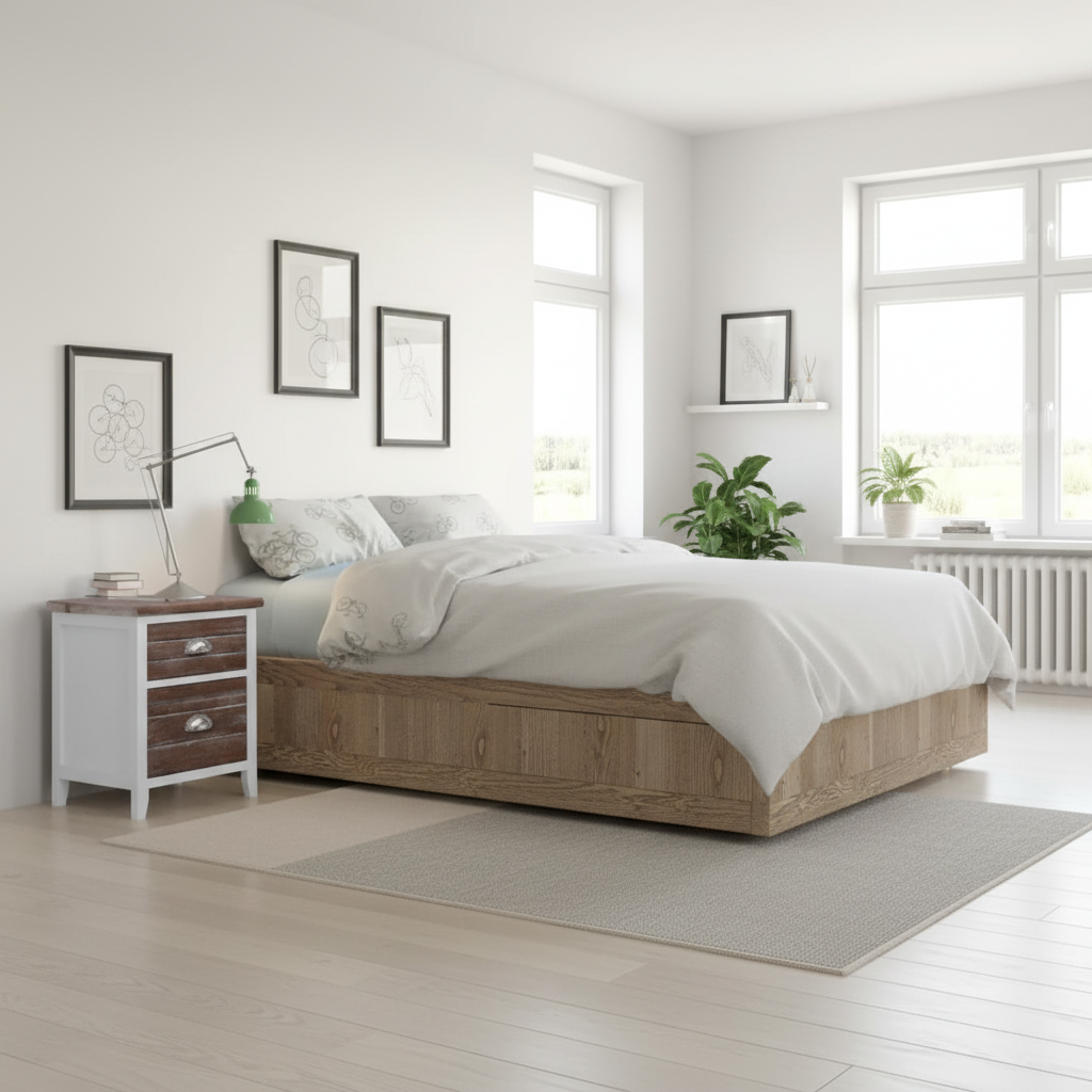 Mooie ruime Scandinavische slaapkamer