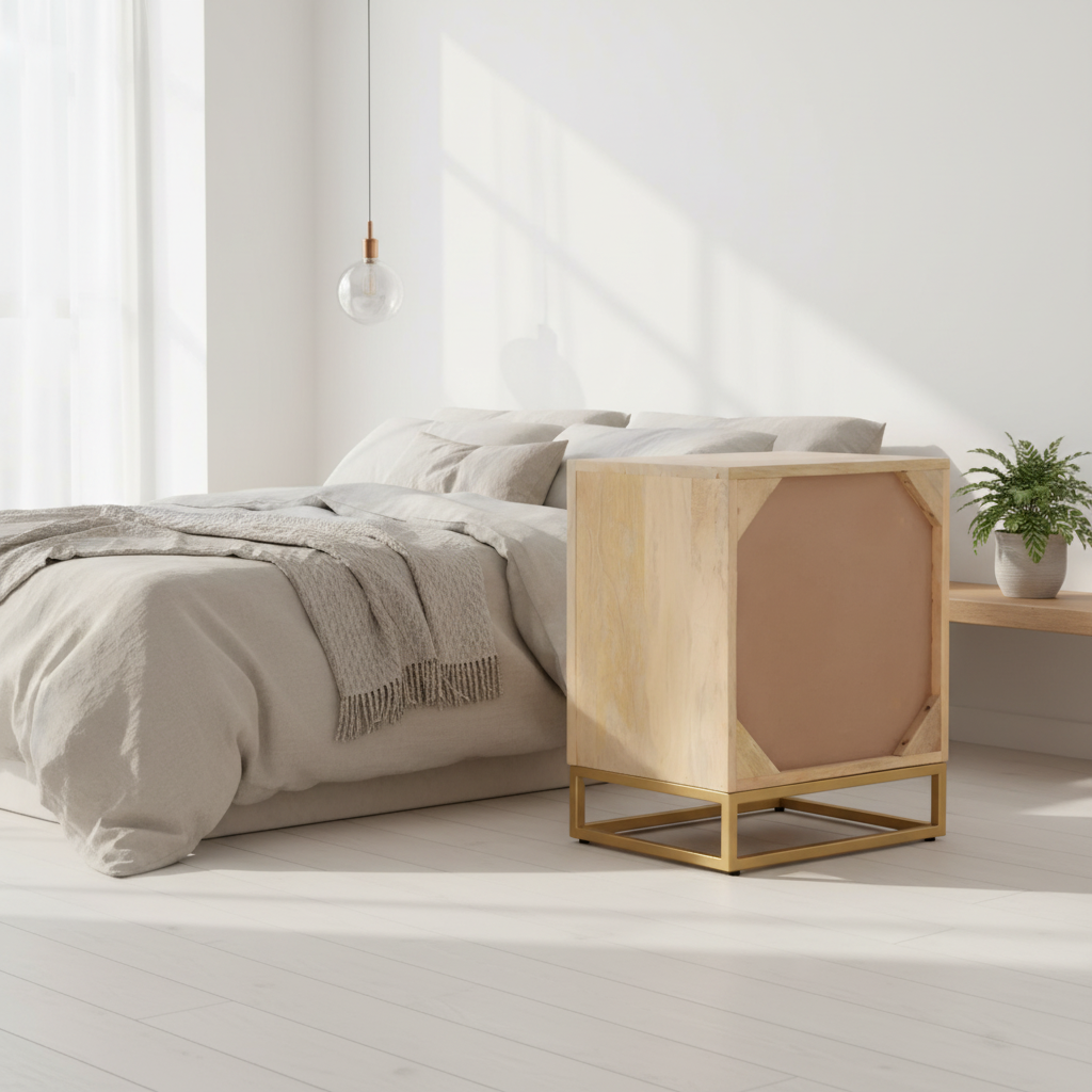 Nachtkastje achterkant in mooie kamer