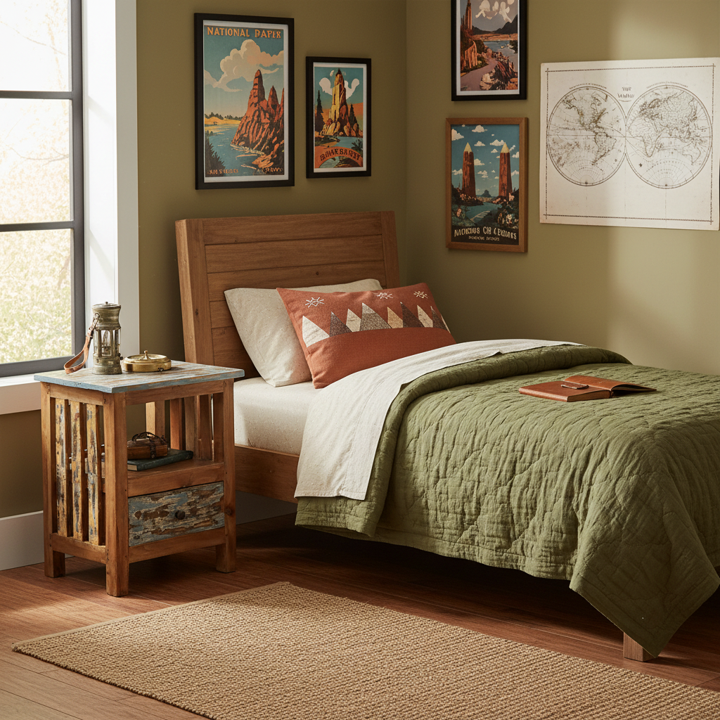 Nachtkastje in avontuurlijke jongenskamer