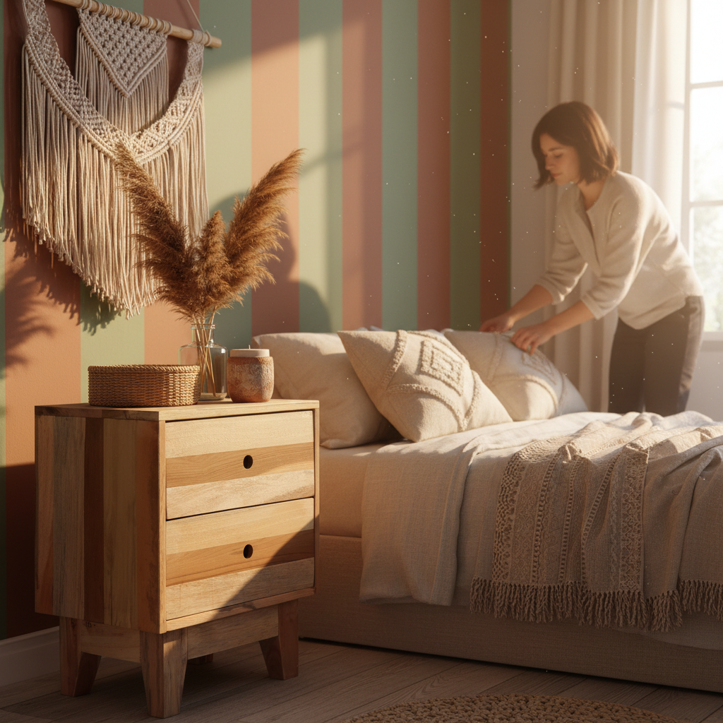 Nachtkastje in bohemian kamer