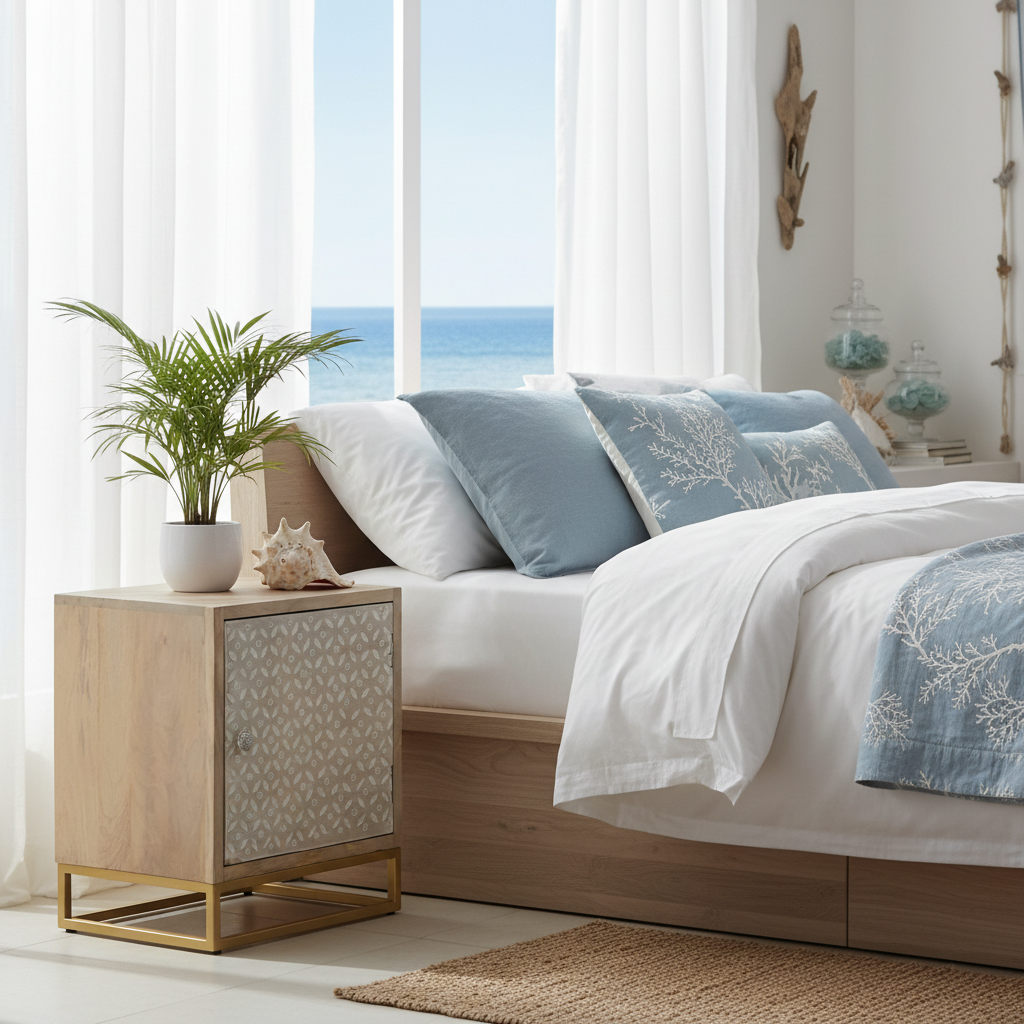 Nachtkastje in coastal slaapkamer