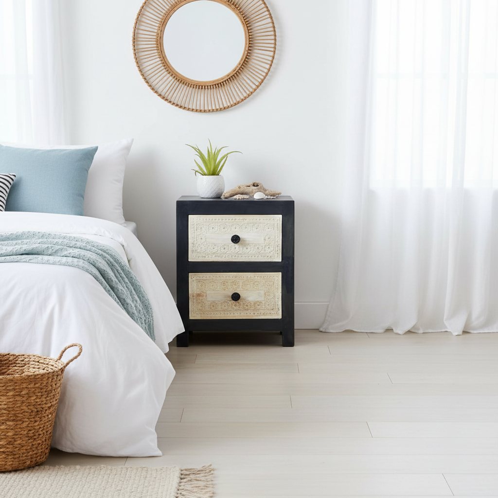 Nachtkastje in coastal slaapkamer