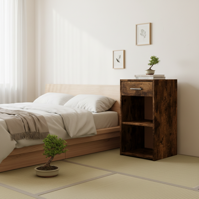 Nachtkastje in Japanse zen slaapkamer