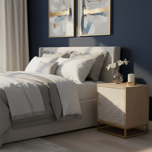 Nachtkastje in luxe slaapkamer