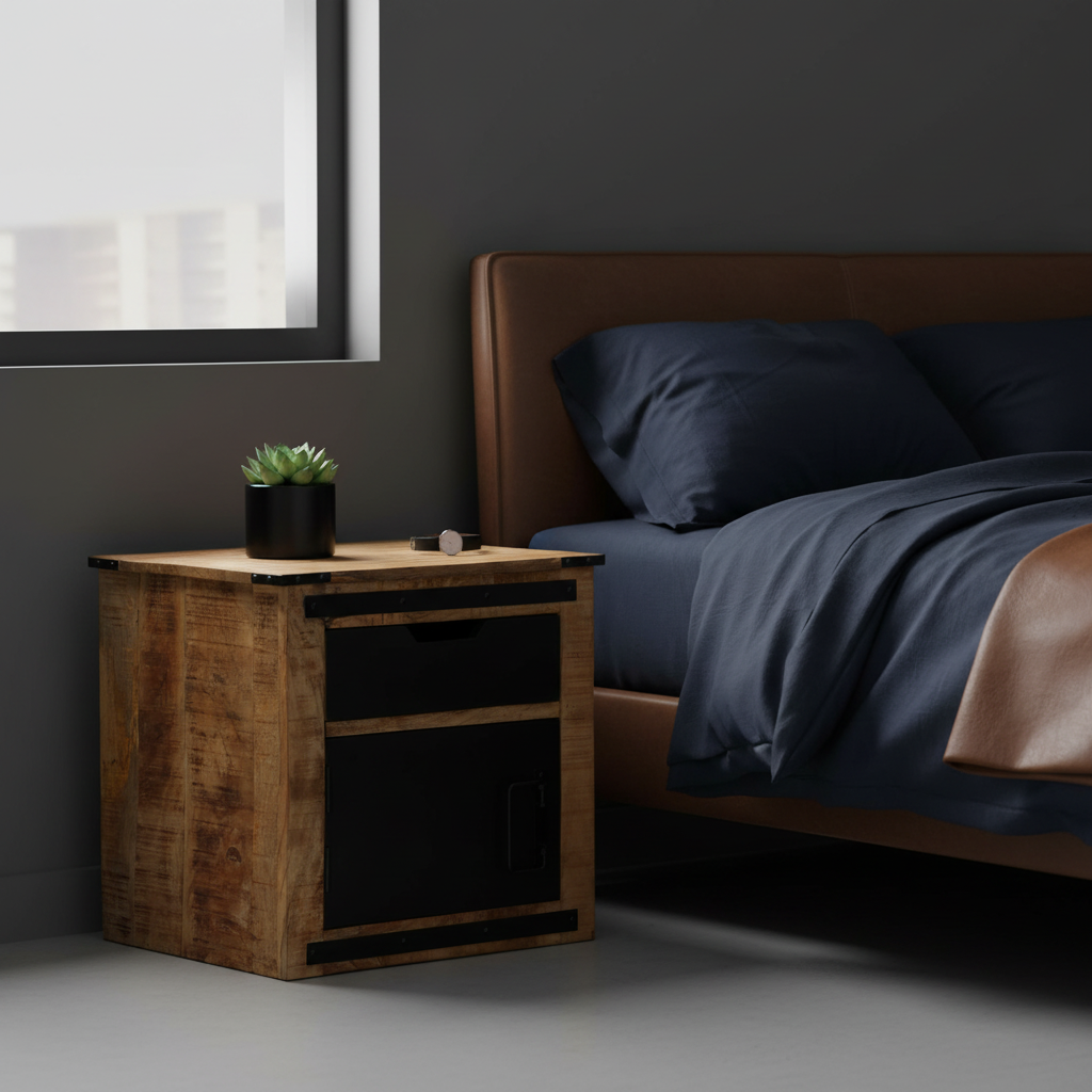 Nachtkastje in masculine slaapkamer