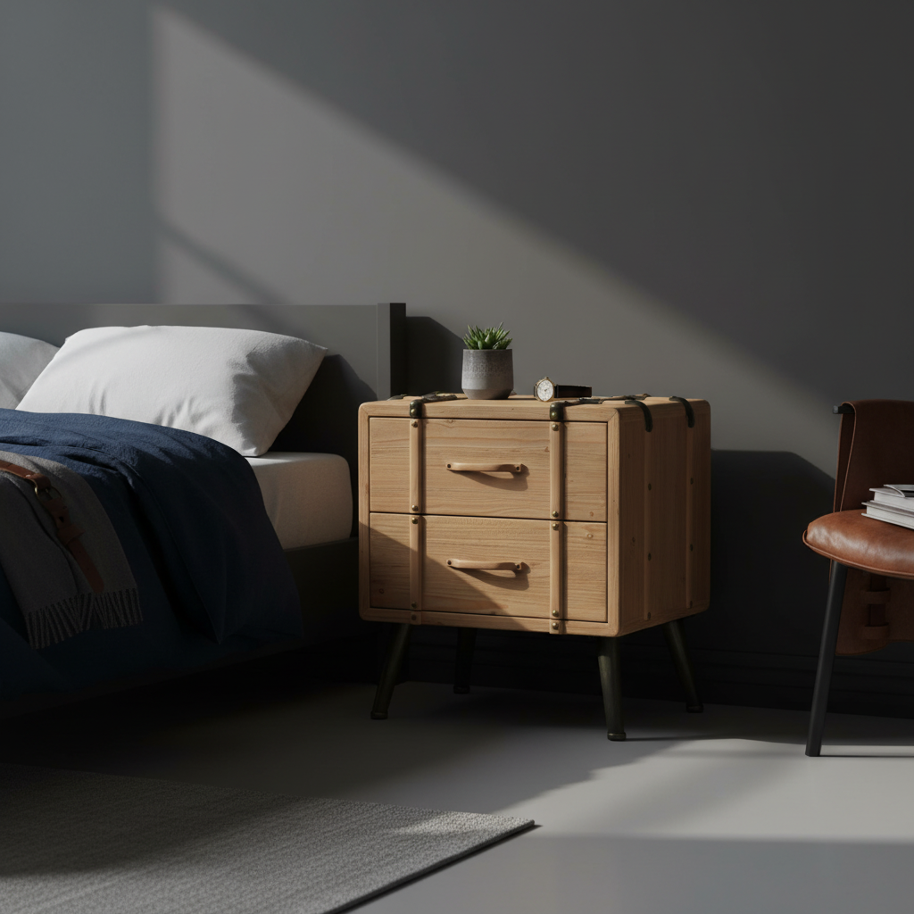 Nachtkastje in masculine slaapkamer