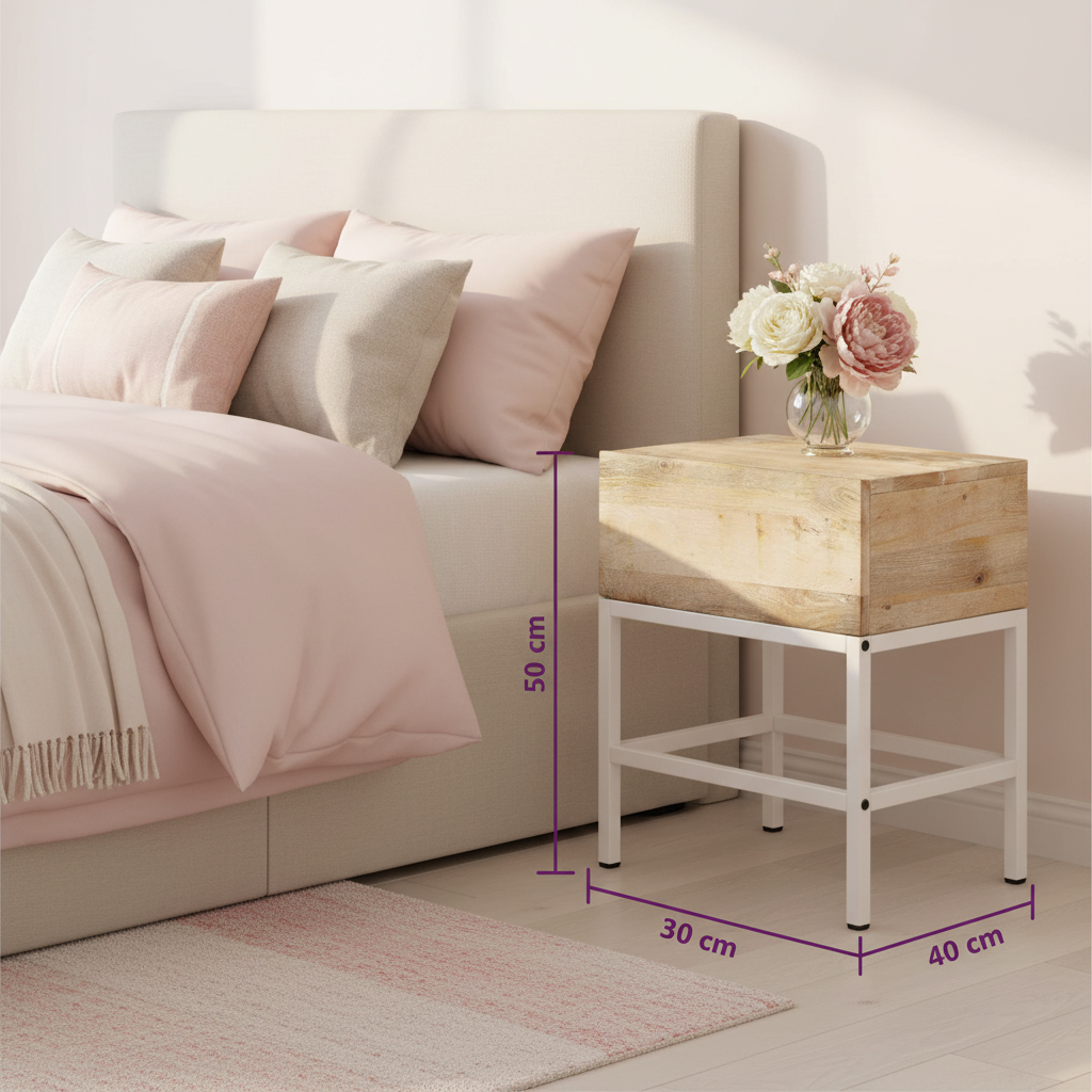 Nachtkastje in meisjeskamer met afmetingen