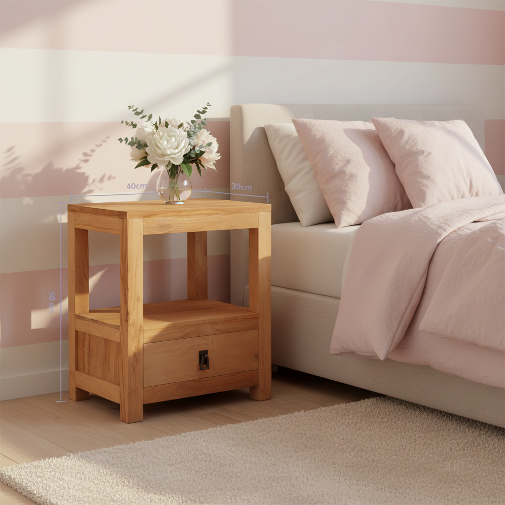 Nachtkastje in meisjeskamer met afmetingen