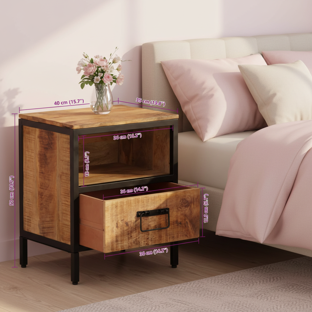 Nachtkastje in meisjeskamer met exacte afmetingen