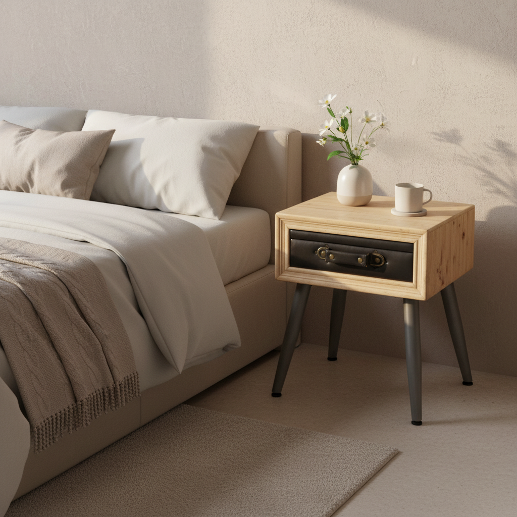 Nachtkastje in minimalistische kamer