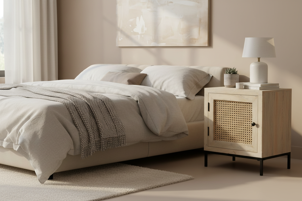 Nachtkastje in moderne slaapkamer