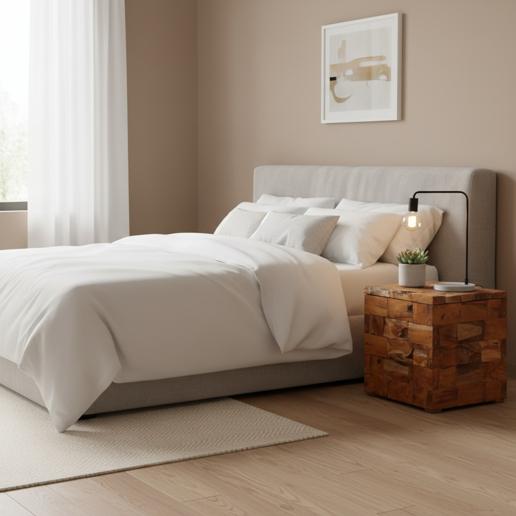 Nachtkastje in moderne slaapkamer