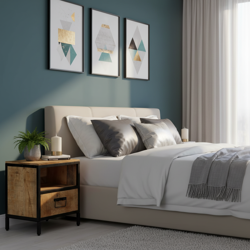 Nachtkastje in moderne slaapkamer