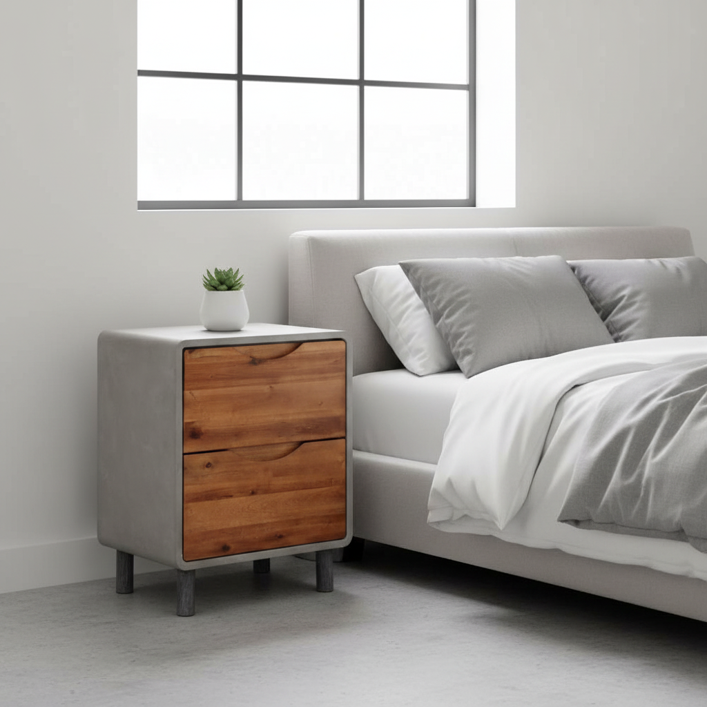 Nachtkastje in moderne slaapkamer