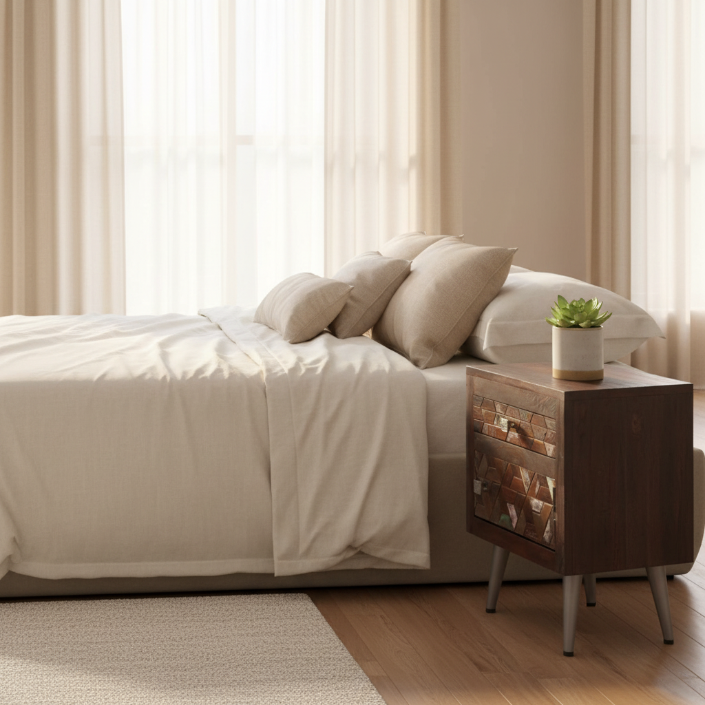 Nachtkastje in moderne slaapkamer