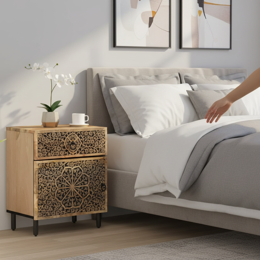 Nachtkastje in moderne slaapkamer