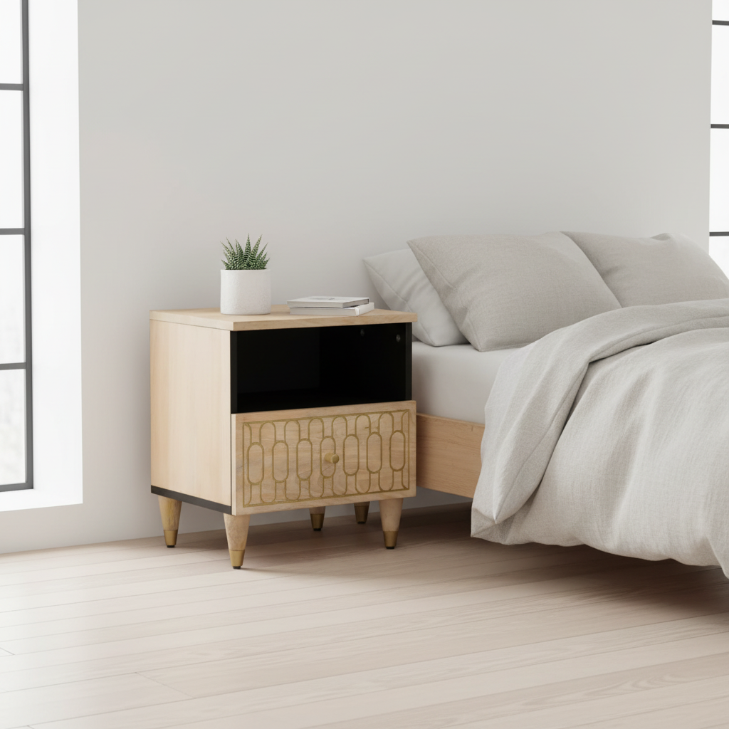 Nachtkastje in Scandinavische kamer