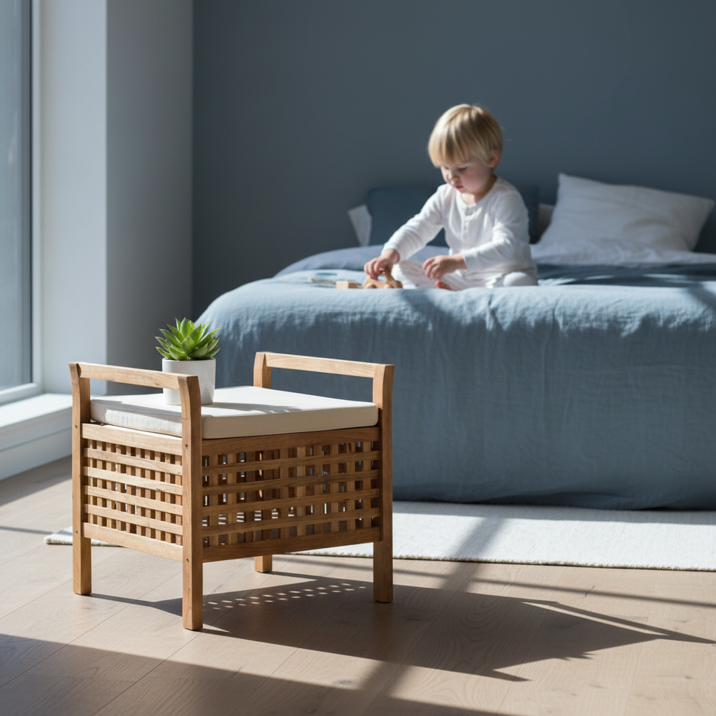 Nachtkastje in Scandinavische slaapkamer