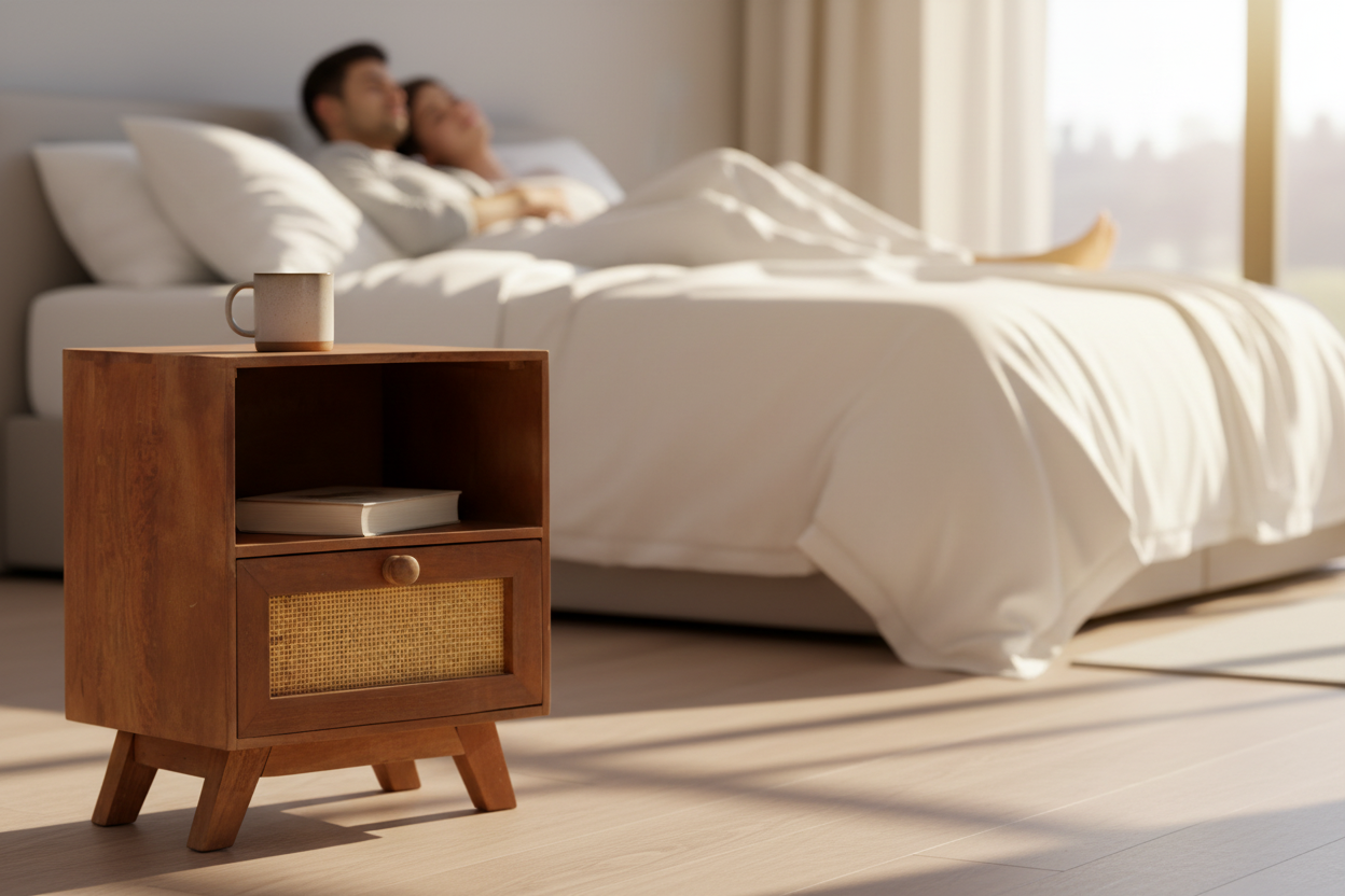 Nachtkastje Lamor in moderne slaapkamer