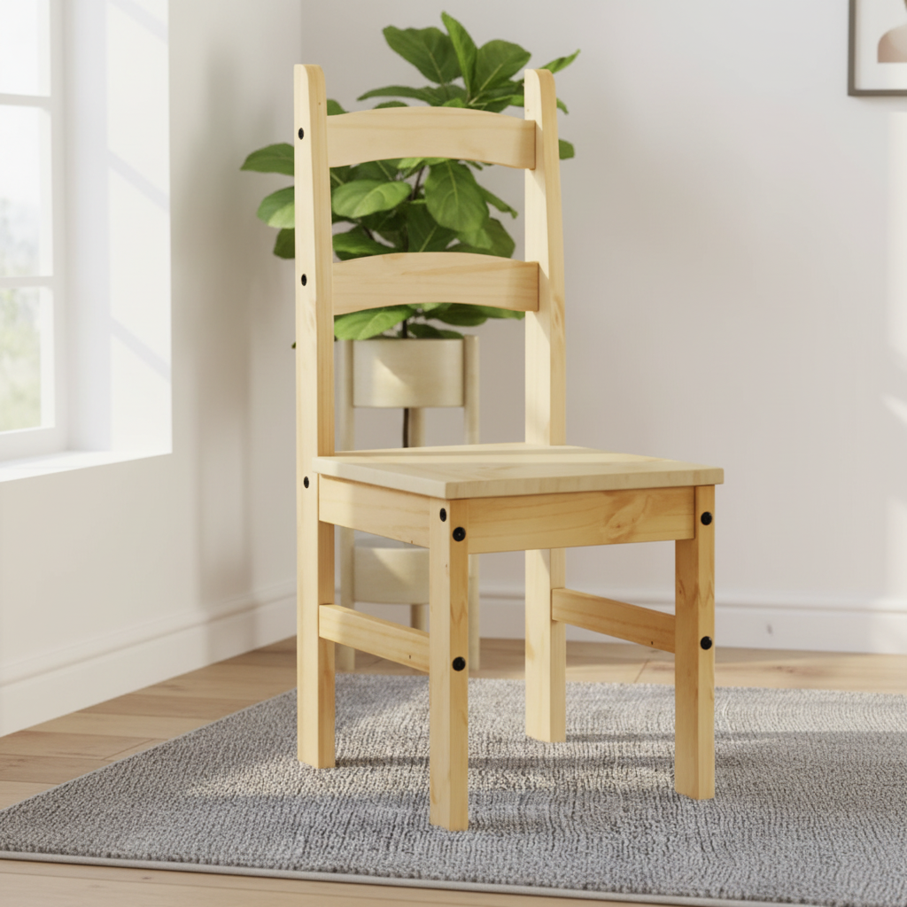 Natural wood chair in warm setting