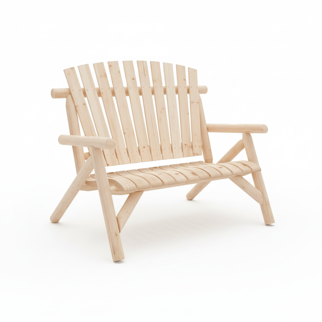 Naturel tuinbank op witte achtergrond