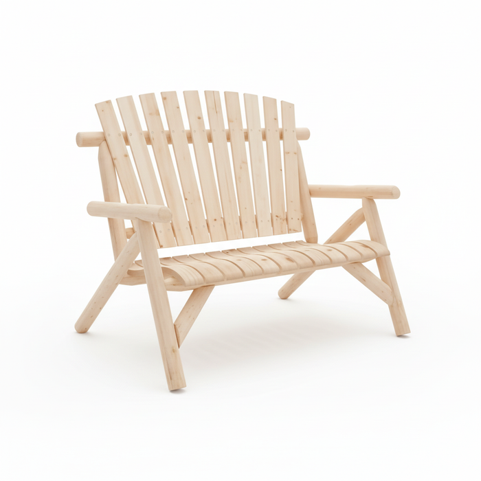 Naturel tuinbank op witte achtergrond