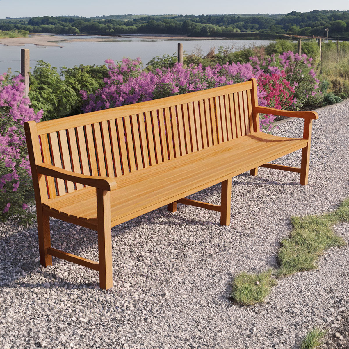 Banc de jardin en teck 300 cm | Norwich | 6 cm d'épaisseur de jambe | Tekora