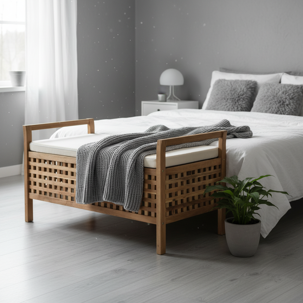 Opbergbank aan voeteneinde bed