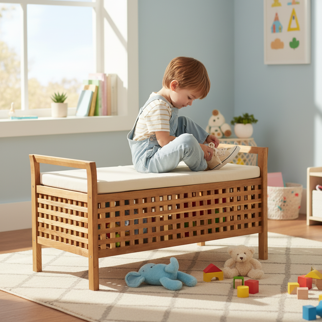 Opbergbank in kinderkamer