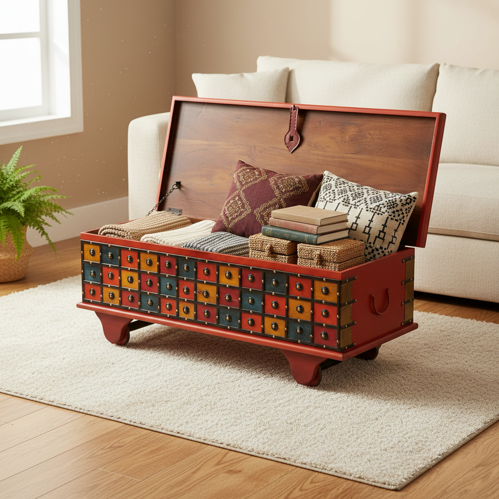 Opbergkist open met inhoud