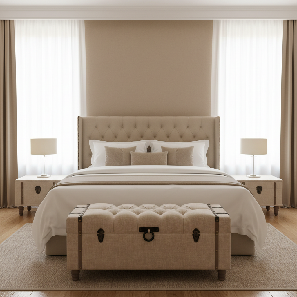 Opbergkoffers als slaapkamermeubilair - luxe