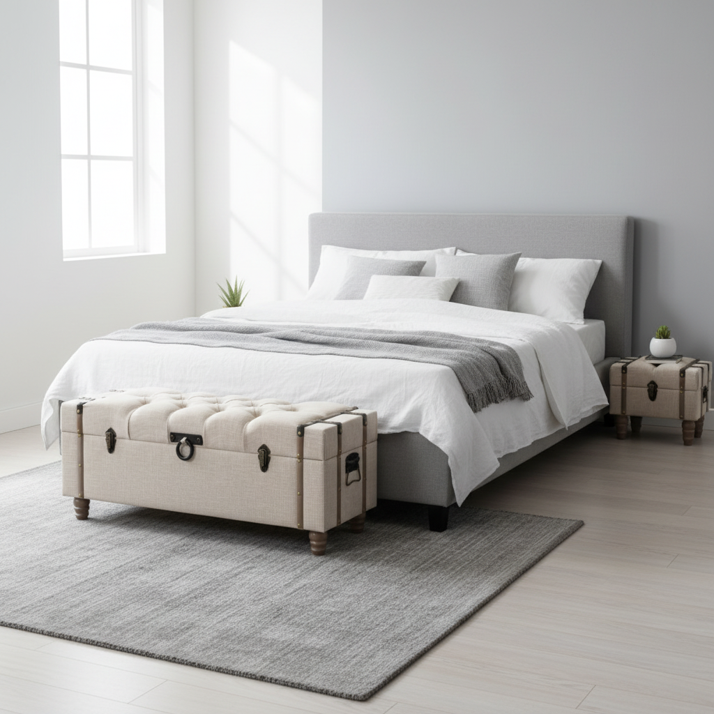 Opbergkoffers als slaapkamermeubilair - Scandinavisch