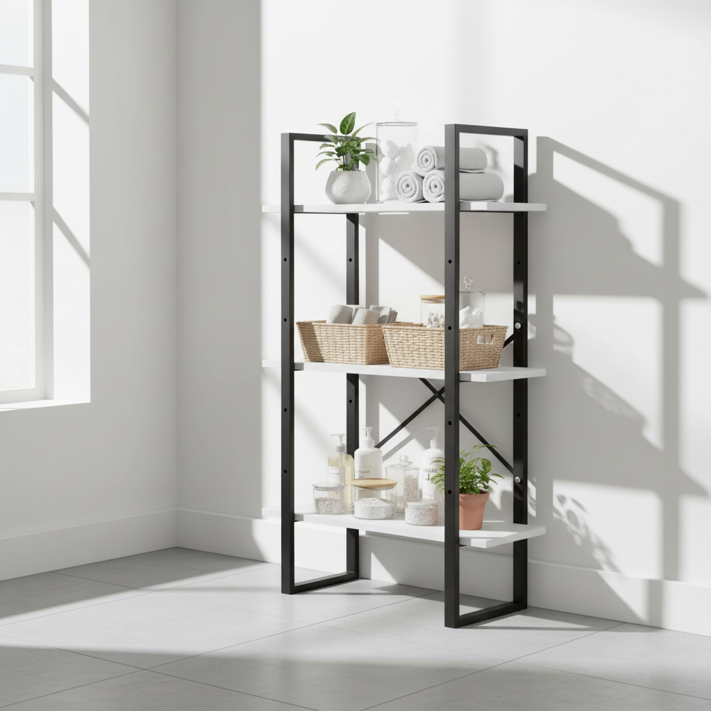 Opbergrek wit 3 planken 105cm badkamer correct