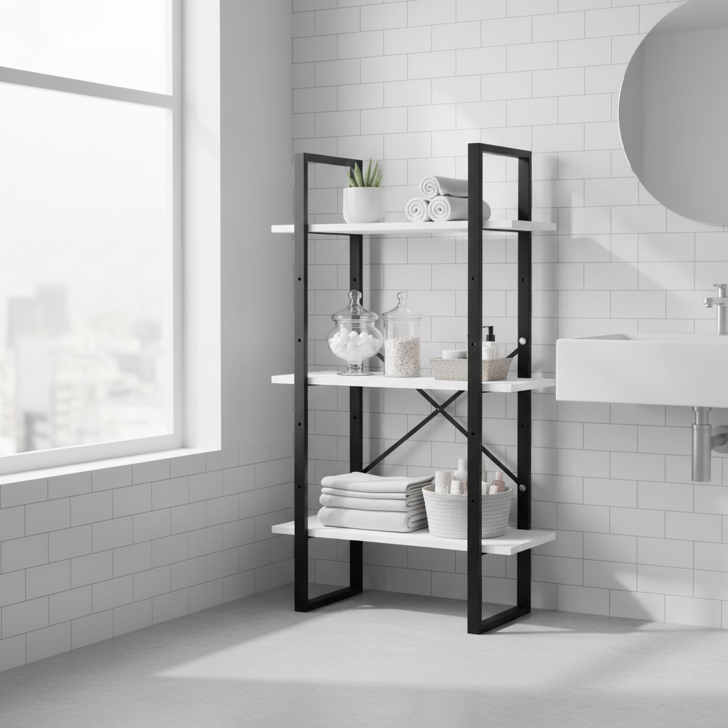 Opbergrek wit 3 planken 105cm badkamer