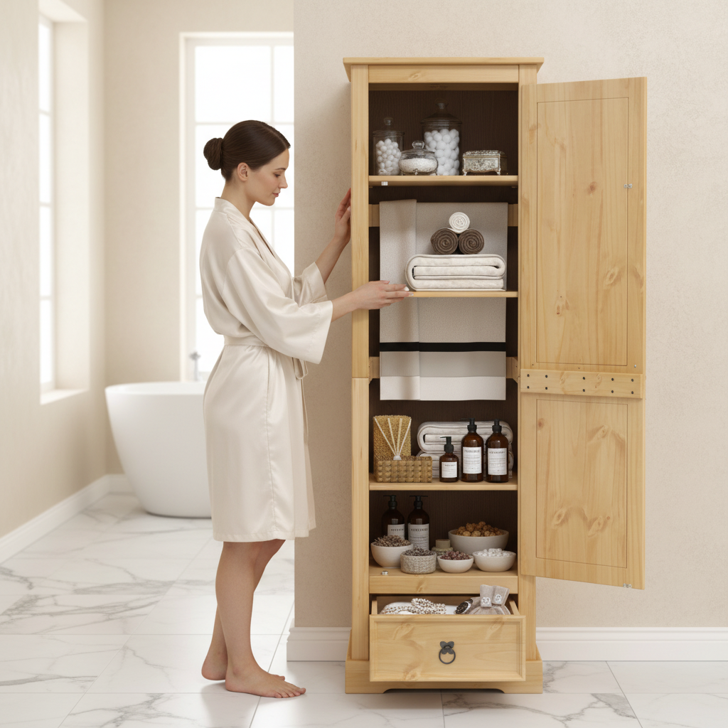 Open kast in badkamer