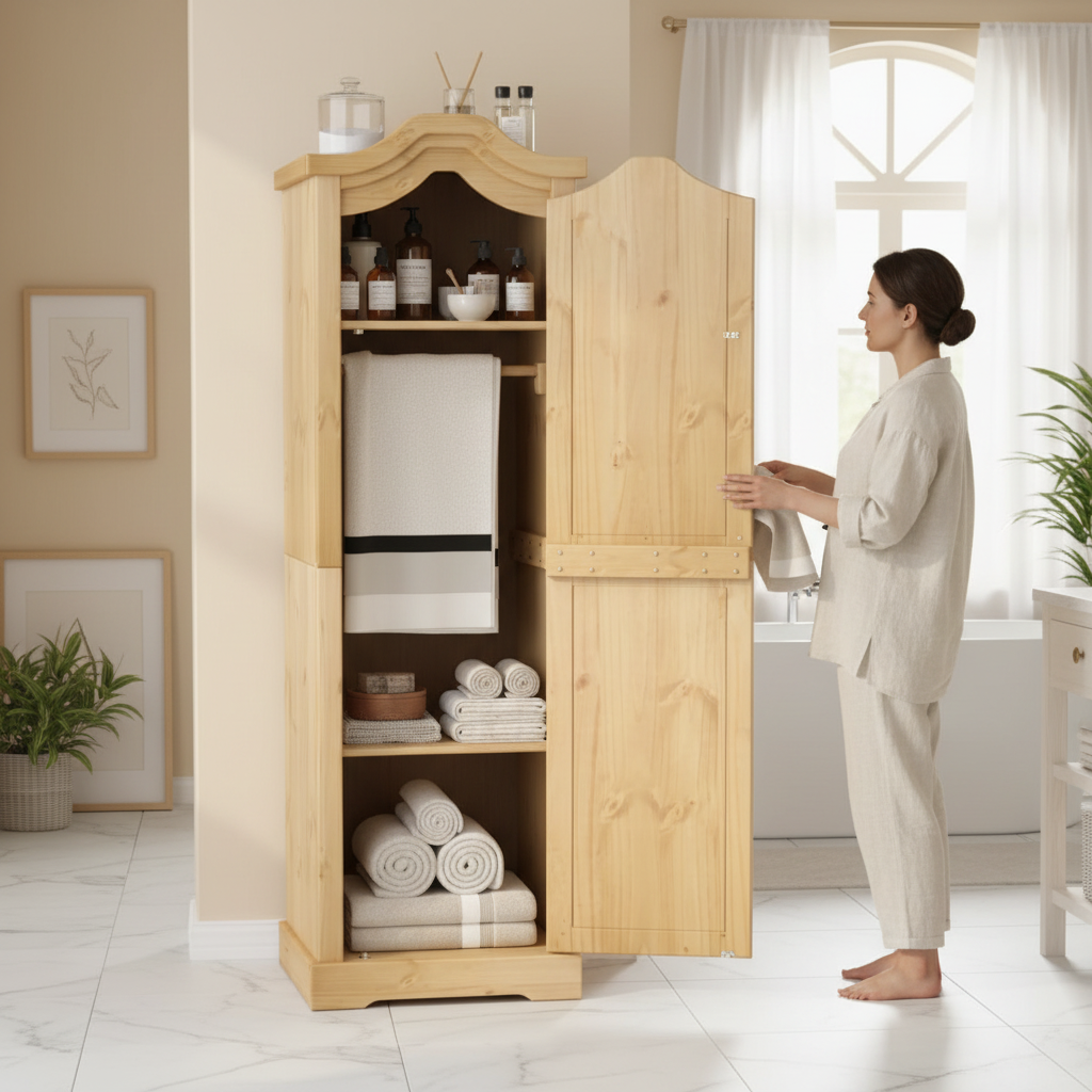 Open kast in badkamer