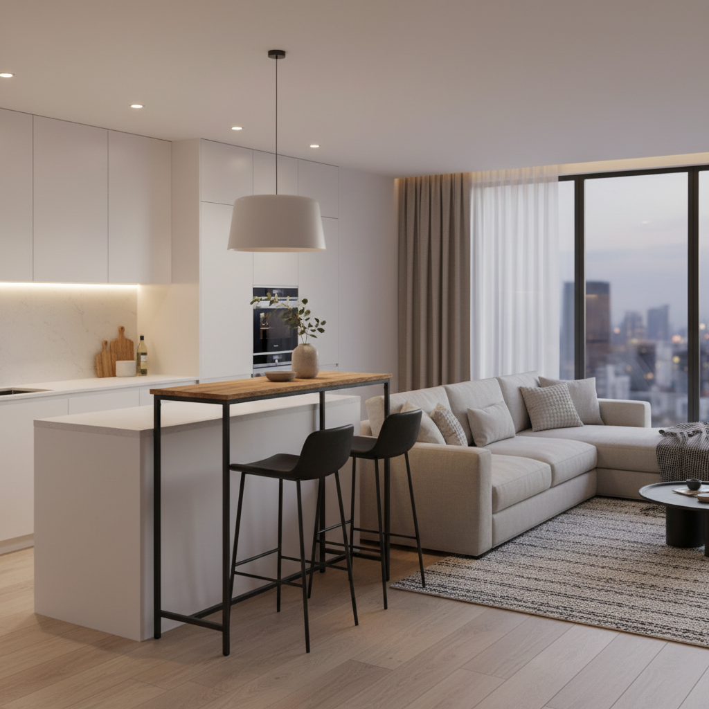 Open-plan apartment setting